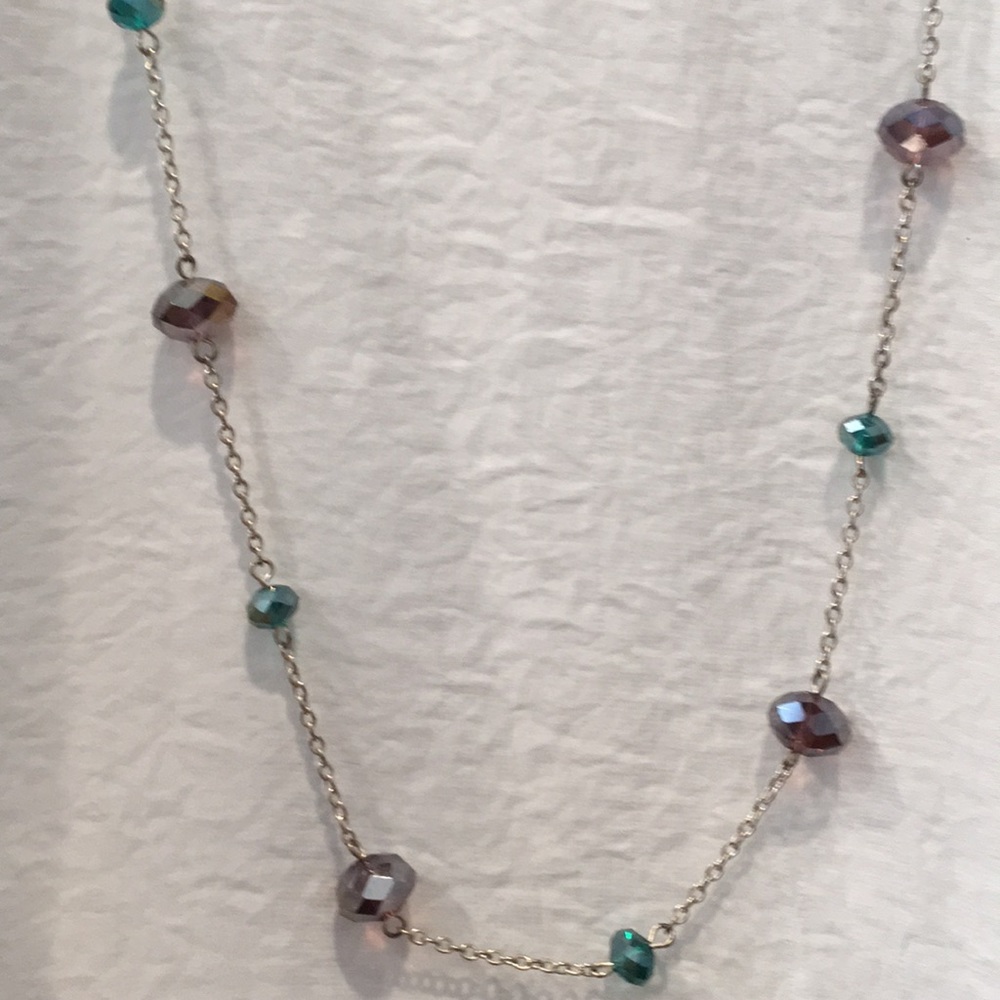 ❗️5for$25❗️ Long Necklace Purple/Teal Silvertone